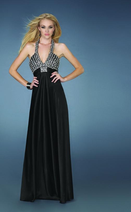 GiGi - 13870 Sparkling Halter Style Evening Dress in Black