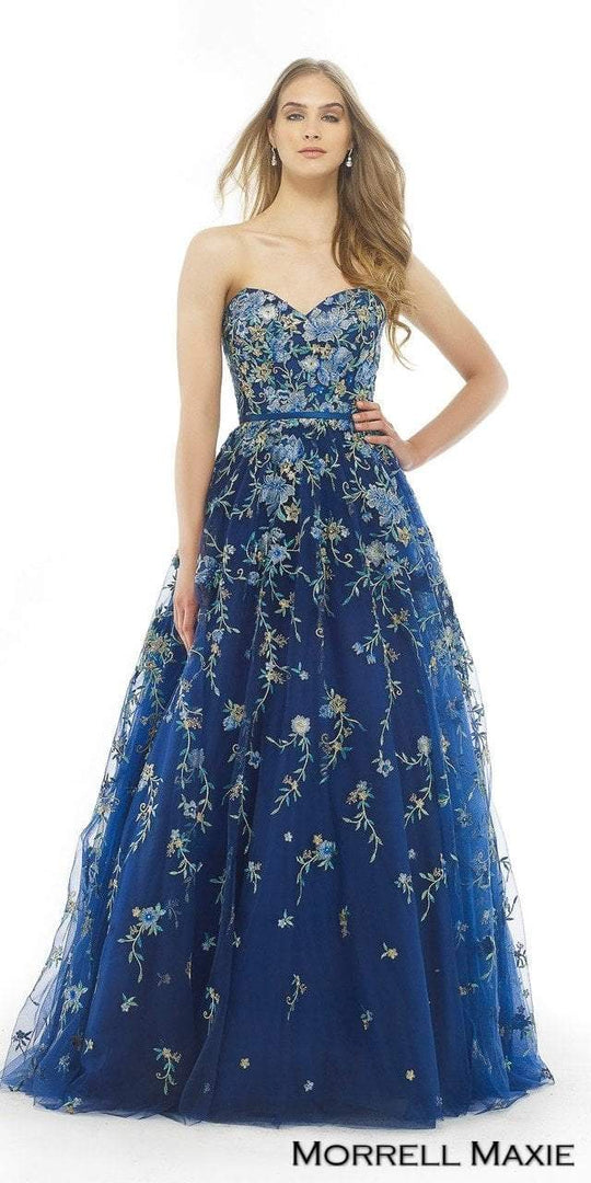 Morrell Maxie - 15658 Embroidered Sweetheart Ballgown in Blue