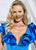 Ashley Lauren - 1566 Ruffled Cap Sleeve Plunging V-Neck Gown In Blue