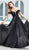 Ashley Lauren - 1567 Deep Off-Shoulder Glitter Velvet A-line Dress In Black