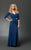 Daymor Couture - Ruched V-Neck A-Line Gown 1023 in Blue