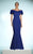 Daymor Couture - Ruffled Off Shoulder Mermaid Gown 702003 in Blue