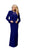 Daymor Couture - 2105 Classy Beaded Sheer Yoke Sheath Gown With Jacket In Blue