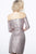Jovani - 1569 Off-Shoulder Metallic Fabric Sheath Dress In Pink