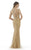 Morrell Maxie - 15701 Off The Shoulder Sparkling Swirls Evening Gown In Gold