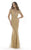 Morrell Maxie - 15701 Off The Shoulder Sparkling Swirls Evening Gown In Gold