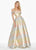 Ashley Lauren - 1570 Plunging Off-Shoulder Brocade Ballgown In Multi-Color