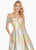Ashley Lauren - 1570 Plunging Off-Shoulder Brocade Ballgown In Multi-Color