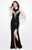 Primavera Couture - 1572 Jewel Sequined Dress with Slit in Black