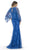 Morrell Maxie Scalloped Cape Overlay Lace Dress 15739 In Blue