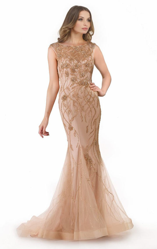 Morrell Maxie - 15752 Sleeveless Sheer Beaded Evening Gown In Pink