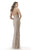 Morrell Maxie - 15753 Halter Neck Draped Evening Gown In Silver