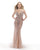 Morrell Maxie - 15758 Deep V-Neck Embellished Fitted Gown in Pink