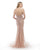Morrell Maxie - 15758 Deep V-Neck Embellished Fitted Gown in Pink