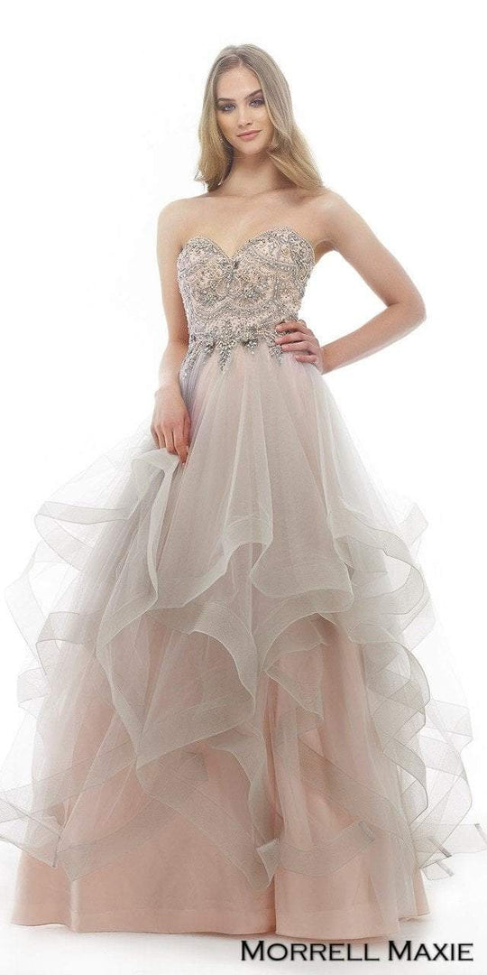 Morrell Maxie - 15770 Embellished Sweetheart Ballgown in Silver and Pink