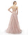 Morrell Maxie - 15825 Embroidered Deep V-neck A-line Dress in Pink