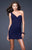 La Femme - 15833 One Shoulder Sweetheart Ruched Short Dress In Blue