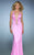La Femme - 12436 Amazing Bejeweled Halter Neck Evening Dress In Pink