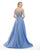 Morrell Maxie - 15840 Floral Embroidered Off Shoulder Gown in Blue