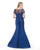 Morrell Maxie - 15858 Sequined Lattice Mermaid Gown in Blue