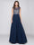 Colors Dress - 1586 Beaded Chiffon A-Line Long Dress in Blue