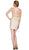 Lace Appliqued Illusion Midriff Sheath Short Formal Dress