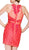 Cinderella Divine - Lace Appliqued Illusion Midriff Sheath Short Formal Dress
