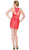 Cinderella Divine - Lace Appliqued Illusion Midriff Sheath Short Formal Dress