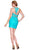 Cinderella Divine - Lace Appliqued Illusion Midriff Sheath Short Formal Dress