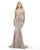 Morrell Maxie - 15875 Queen Anne Neckline Beaded Sheath Gown in Neutral
