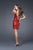 La Femme - Plunging Back Sequin Cocktail Dress 15877 In Red