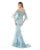 Morrell Maxie - 15885 Embroidered Off-the-Shoulder Mermaid Gown in Blue
