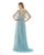 Morrell Maxie - 15886 Beaded Embroidered Illusion Bodice A-Line Dress in Blue, Silver