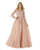 Morrell Maxie - 15887 Cold Shoulder Floral Embroidered Ballgown in Pink