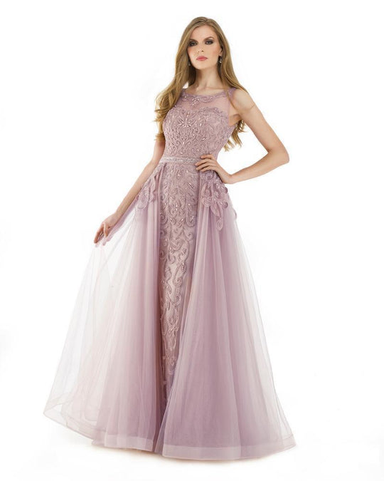 Morrell Maxie - 15888 Lavishly Embroidered Evening Gown with Overskirt in Pink
