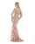 Morrell Maxie - 15889 Cold Shoulder Mermaid Feather Evening Gown in Pink