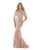 Morrell Maxie - 15889 Cold Shoulder Mermaid Feather Evening Gown in Pink
