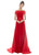Ashley Lauren - 1588 Off-Shoulder Velvet Dress With Overskirt In Red