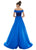 Ashley Lauren - 1588 Off-Shoulder Velvet Dress With Overskirt In Blue