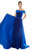 Ashley Lauren - 1588 Off-Shoulder Velvet Dress With Overskirt In Blue