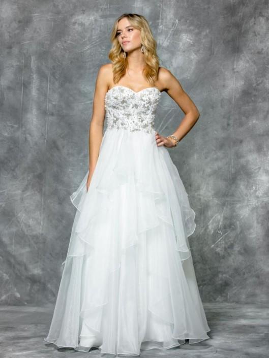 Colors Dress - 1589 Beaded Strapless Evening Gown in White