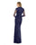 Morrell Maxie - 15891 Beaded Long Sleeve Deep V-neck Fitted Dress in Blue