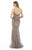 Morrell Maxie - 15896 Embellished Strapless Fitted Evening Gown in Gray and Pink