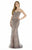 Morrell Maxie - 15896 Embellished Strapless Fitted Evening Gown in Gray and Pink