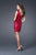 La Femme - V-Neck Tank Top Shimmering Sequined Short Dress 15902 In Red