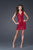 La Femme - V-Neck Tank Top Shimmering Sequined Short Dress 15902 In Red