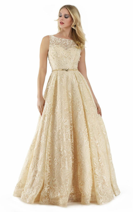 Morrell Maxie - 15904 Embellished Illusion Bateau Ballgown in Neutral