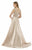 Morrell Maxie - 15906 Beaded V Neck Gown with Overskirt in Neutral