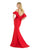 Morrell Maxie - 15908 Jeweled V-neck Trumpet Dress With Sweep Train in Red