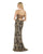 Morrell Maxie - 15911 Sequined V-neck Fitted Dress With Train in Black and Gold